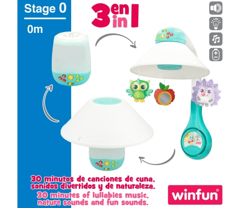 Karuselis muzikālais uz baterijām ar nākts lampiņu bērnu gultiņai no 0 men CB46702