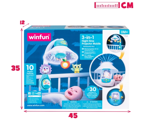 Karuselis muzikālais uz baterijām ar nākts lampiņu bērnu gultiņai no 0 men CB46702