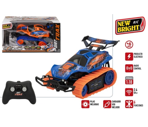 Radiovadāmā mašīna ar kāpurķēžu riteņiem Dirt Trax 6 virz. , USB 28 cm 6+ CB46802