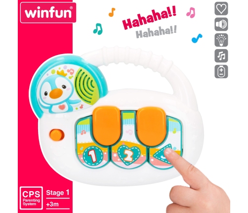 Muzikāla attīsto&scaron;a rotaļlieta Pingvīns ar gaismu un skaņu (spāņu val.) no 3 men. CB46883