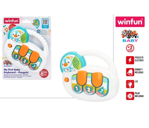 Muzikāla attīsto&scaron;a rotaļlieta Pingvīns ar gaismu un skaņu (spāņu val.) no 3 men. CB46883