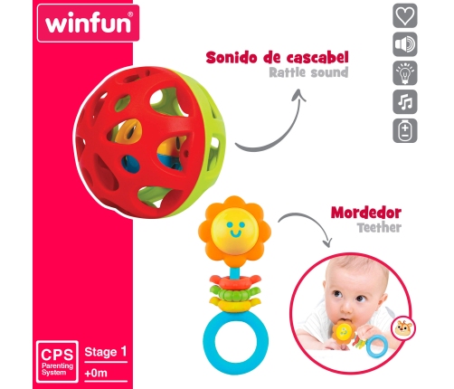 Развивающий комплект для малыша: пирамида + музыкальная игрушка + 2 погремушки