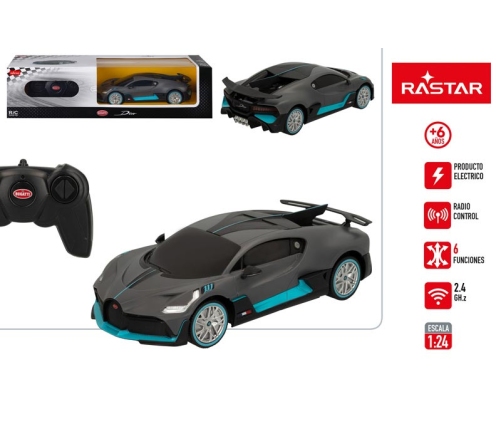 Radiovadāmā mašīna BUGATTI DIVO 1:24 6 virz. , baterijas, 6+ CB46985