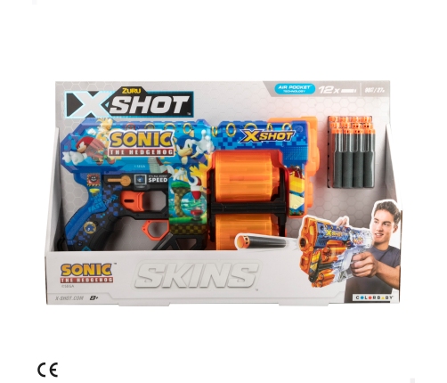 Pistole ar 12 porol. &scaron;autriņam līdz 27 m X-Shot Skins Sonic ZURU 8 g+ CB47133