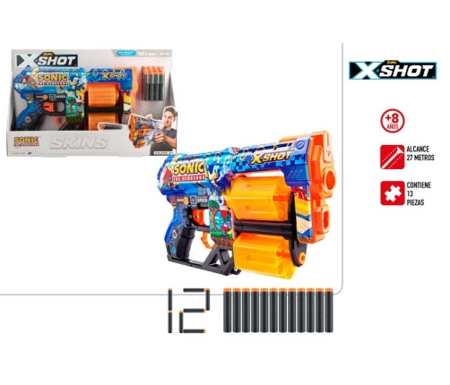 Pistole ar 12 porol. &scaron;autriņam līdz 27 m X-Shot Skins Sonic ZURU 8 g+ CB47133