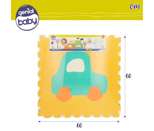 Paklājiņš puzle zīdaiņiem, Transports, 4 dab. (60 x 60 cm katrs), Eva gumija, +10 mēn. CB47156