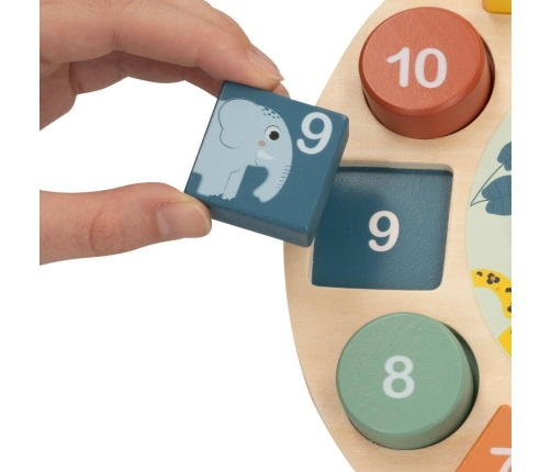 Деревянные часы Животные 22 см с пазлом 2г+ CB47571