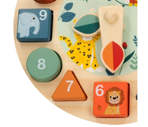 Деревянные часы Животные 22 см с пазлом 2г+ CB47571