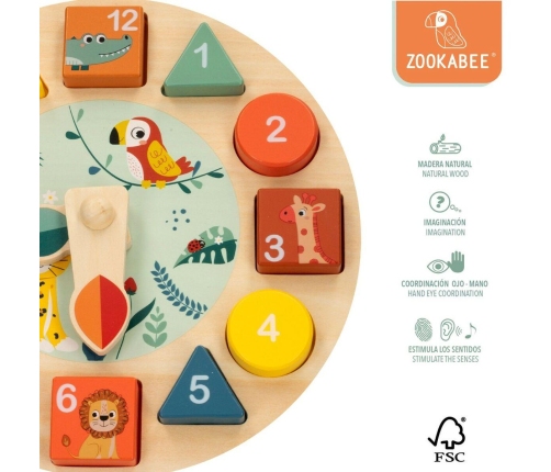 Деревянные часы Животные 22 см с пазлом 2г+ CB47571