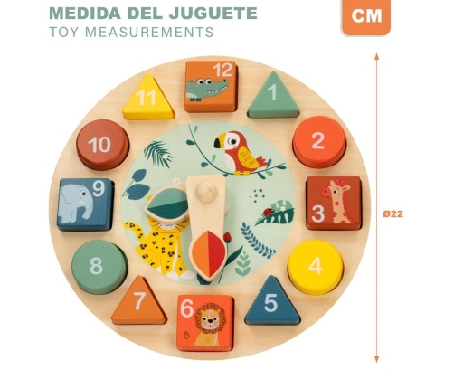 Деревянные часы Животные 22 см с пазлом 2г+ CB47571