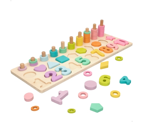 Koka attīstošā spēle Mācies skaitīt, krāsas un ģeometriskas formas 3+ CB49368