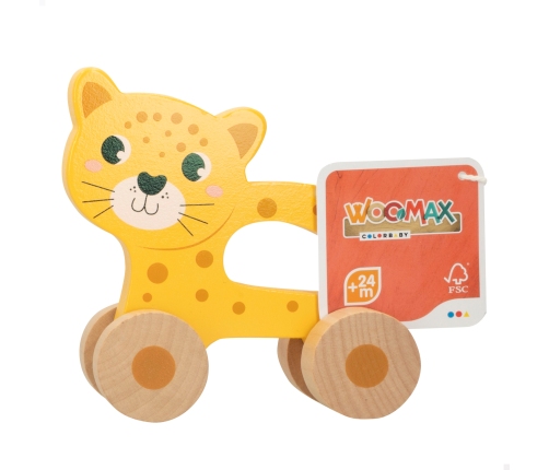 Koka rotaļlieta uz riteņiem Dzīvnieki dažādas  no 24 men. CB49611