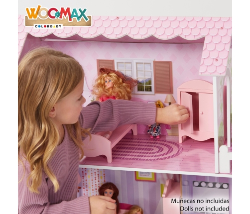 Большой деревянный кукольный домик с мебелью CB85293