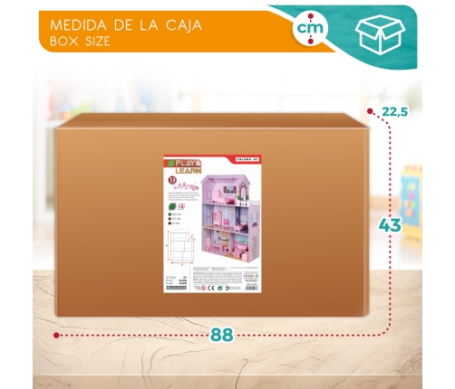 Большой деревянный кукольный домик с мебелью CB85293