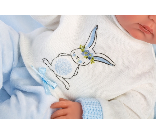 Кукла младенец Бимбо 35 см на голубой подушке Испания LL63555