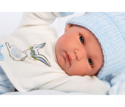 Кукла младенец Бимбо 35 см на голубой подушке Испания LL63555