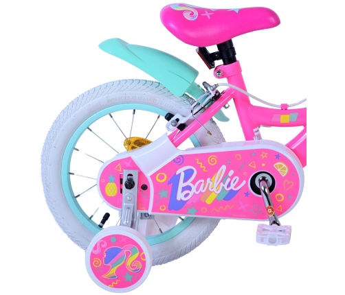 Bērnu velosipēds 14 collas Volare Barbie (2 rokas bremzes, uz 85% salikts) (3.5-5 gadiem) VOL31455