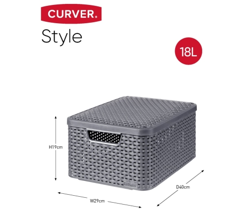 Curver uzglabāšanas kastes ar vāku Style, 3 gab., M izmērs, pelēkas