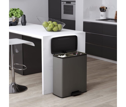 Curver atkritumu tvertne ar pedāli Deco, 26 l +26 l, vēsi pelēka