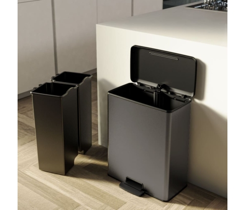 Curver atkritumu tvertne ar pedāli Deco, 26 l +26 l, vēsi pelēka