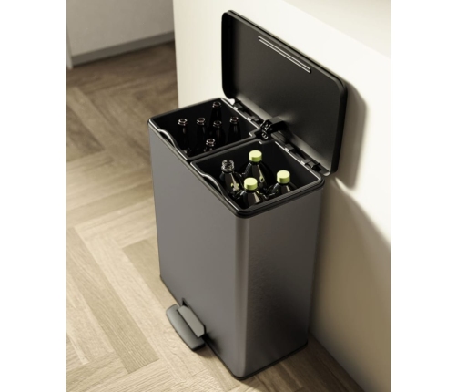 Curver atkritumu tvertne ar pedāli Deco, 26 l +26 l, vēsi pelēka