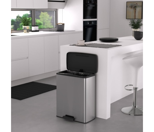 Curver atkritumu tvertne ar pedāli Deco, 65 L, sudrabaina