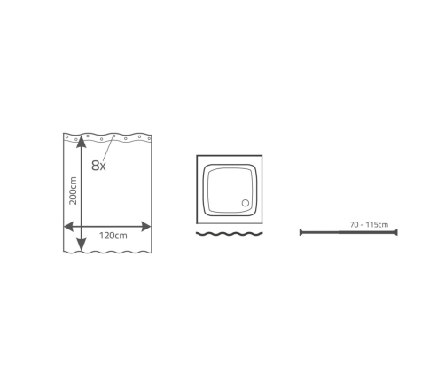 RIDDER dušas aizkars Brilliant, 120x200 cm