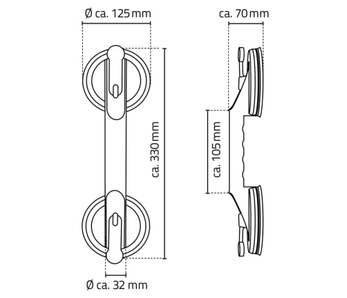 RIDDER atbalsta rokturis ar piesūcekņiem, 12,5 cm, 100 kg, A0150201