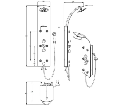 SCHÜTTE duša ar jaucējkrānu LANZAROTE, termostatisks, melns