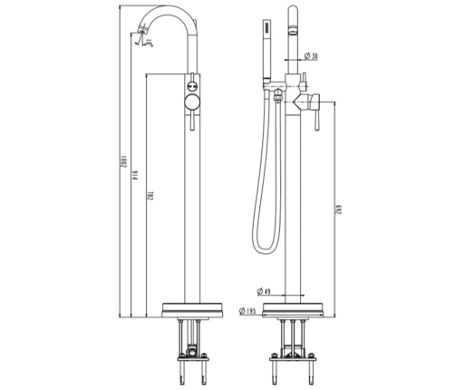 SCHÜTTE vannas/dušas jaucējkrāns CORNWALL, ar dušas komplektu, hroma