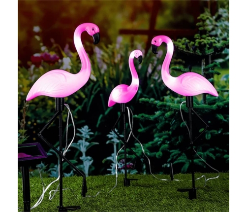 HI solārā LED dārza lampa Flamingo, 3 gab.