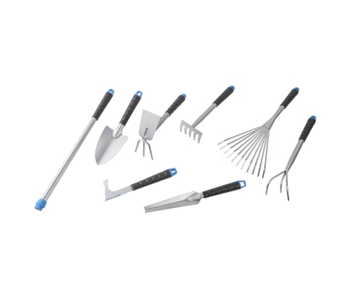 HI 8-daļīgs dārza instrumentu komplekts, sudraba krāsas metāls