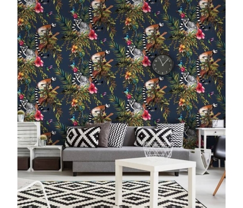 DUTCH WALLCOVERINGS tapete, lemura apdruka, zila