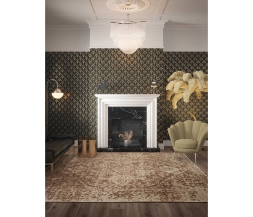 DUTCH WALLCOVERINGS tapete Palm Palace, melna un zelta