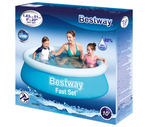 Bestway Fast Set piepūšamais baseins, apaļš, 183x51 cm, zils