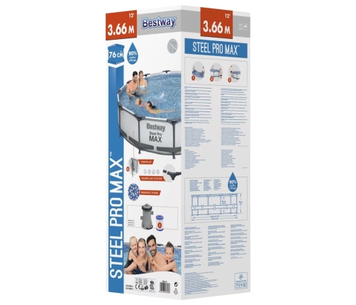 Bestway Steel Pro MAX peldbaseina komplekts, 366x76 cm