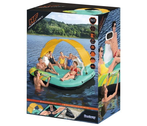 Bestway 5-vietīga peldoša piepūšamā sala Sunny Lounge, 291x265x83 cm