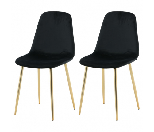 Venture Home virtuves krēsli Polar, 2 gab., melns samts un misiņš