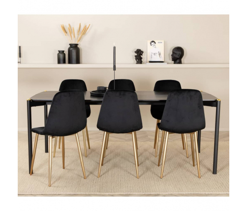 Venture Home virtuves krēsli Polar, 2 gab., melns samts un misiņš