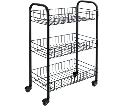 Metaltex virtuves ratiņi Siena, ar 3 groziem, melni