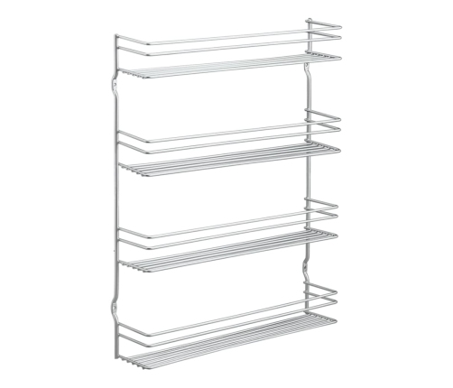 Metaltex 4-līmeņu sienas garšvielu plaukts Pepito, sudrabains