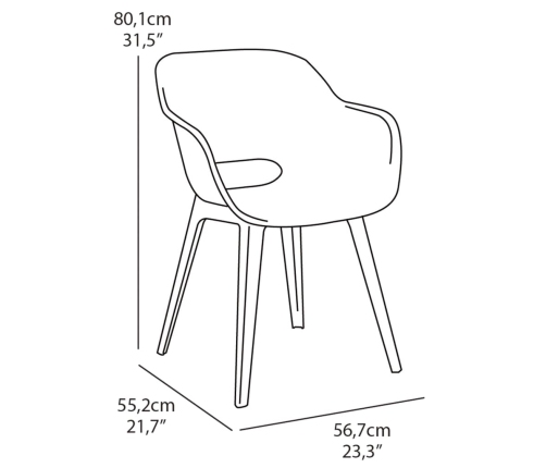 Keter dārza krēsli Akola, 2 gab., pelēki