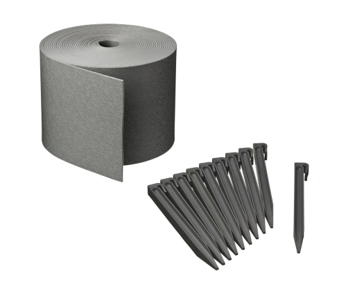 Nature Dārza Apmaļu Komplekts H15 Cm X 10 M, Ar Mietiņiem, Pelēks