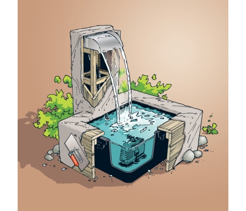 Ubbink ūdenskrituma komplekts ar LED Nevada, 30 cm, nerūsējošs tērauds