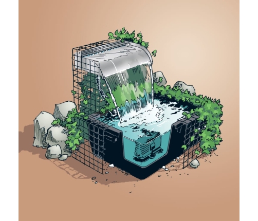 Ubbink ūdenskrituma komplekts ar LED Nevada, 60 cm, nerūsējošs tērauds