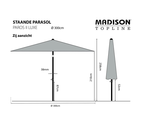 Madison saulessargs Paros II Luxe, 300 cm, safīra zils