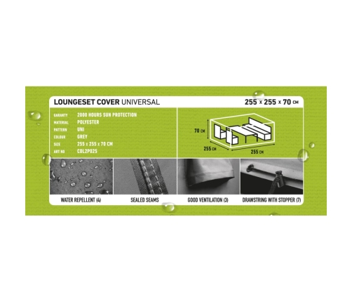 Madison dārza dīvānu komplekta pārklājs, 255x255x70 cm, pelēks