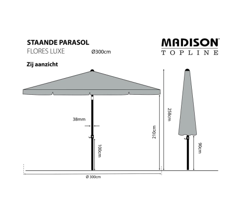 Madison Saulessargs Flores Luxe, 300 Cm, Apaļš, Smilškrāsas
