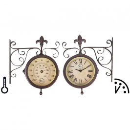 Esschert Sienas Pulkstenis Ar Termometru Un Stacijas Dizainu Tf005 Esschert Sienas Pulkstenis Ar Termometru Un Stacijas Dizainu Tf005