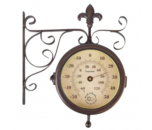 Esschert Sienas Pulkstenis ar Termometru un Stacijas Dizainu TF005